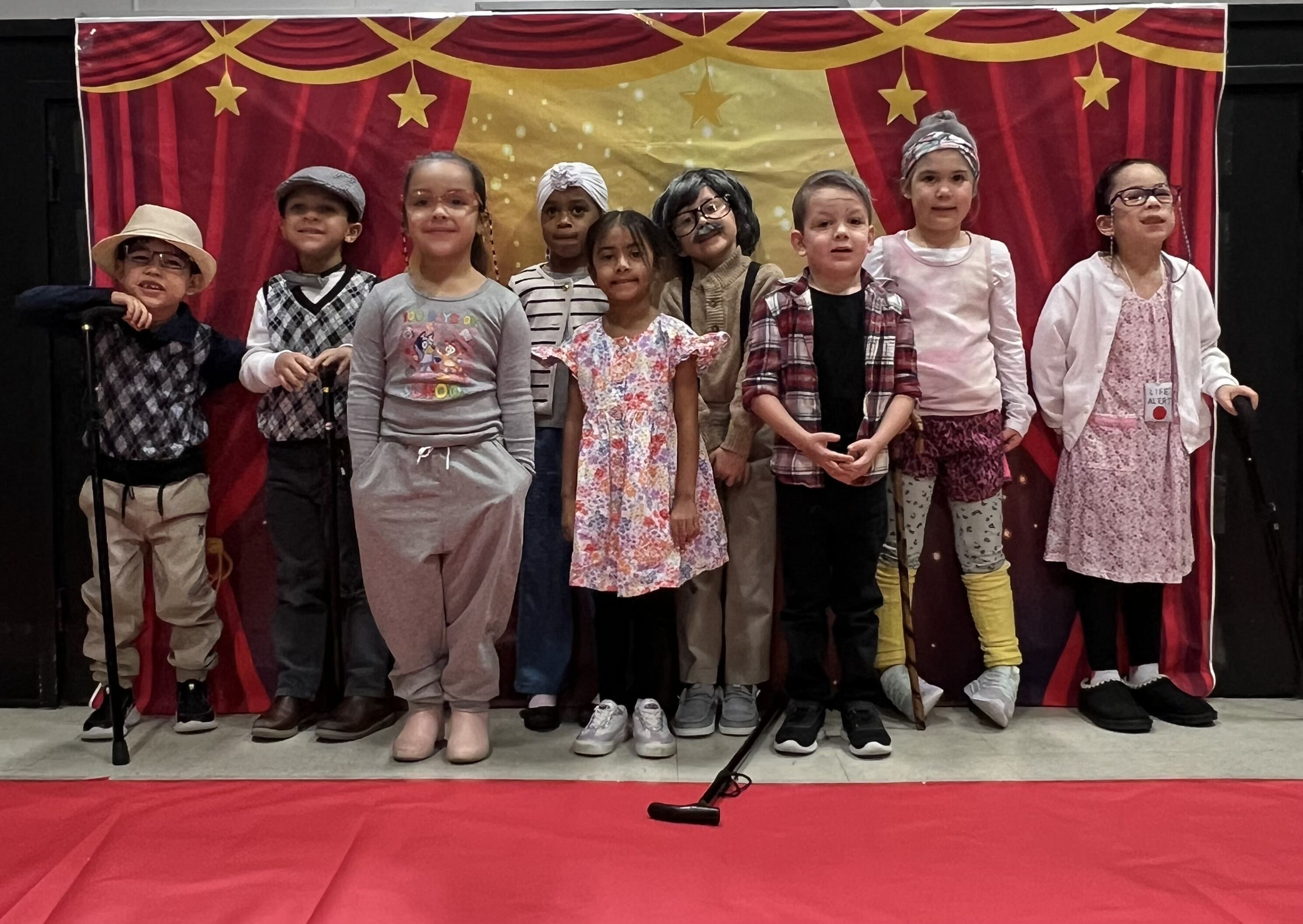 Kindergarten students in costume classroom event