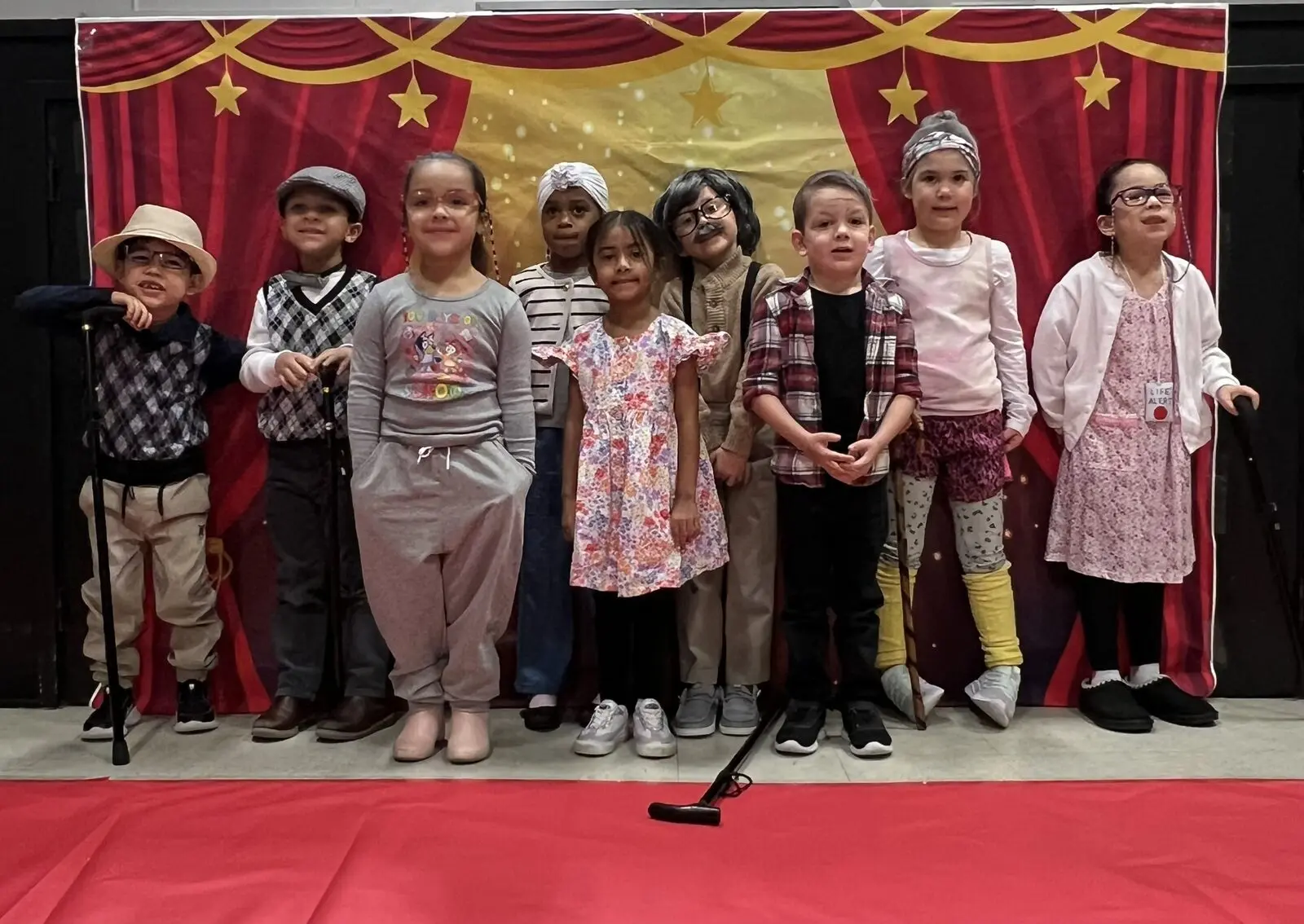 Kindergarten students in costume classroom event